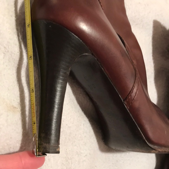 🎉Host Party Pick🎉 Ralph Lauren Purple Label brown 38.5 4” heels ankle booties - Picture 2 of 8